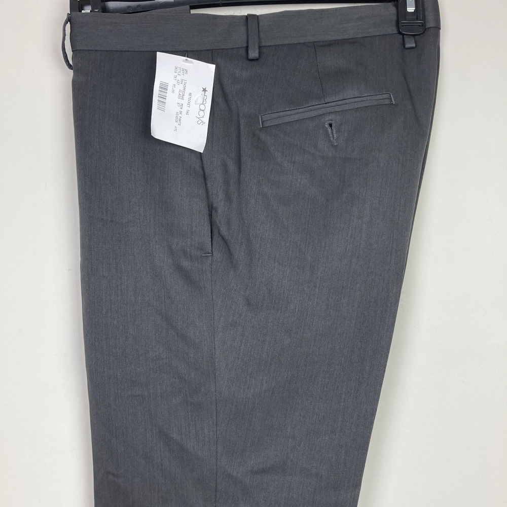 Kenneth Cole Mens Slim-Fit Stretch Dress Pant 34W 30L Dark Grey